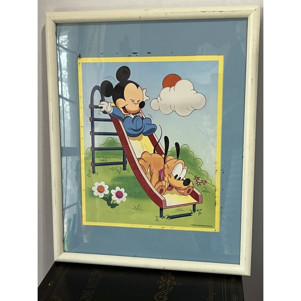 1984 Framed Picture Nursery Mickey Pluto at Park‎ - Disney